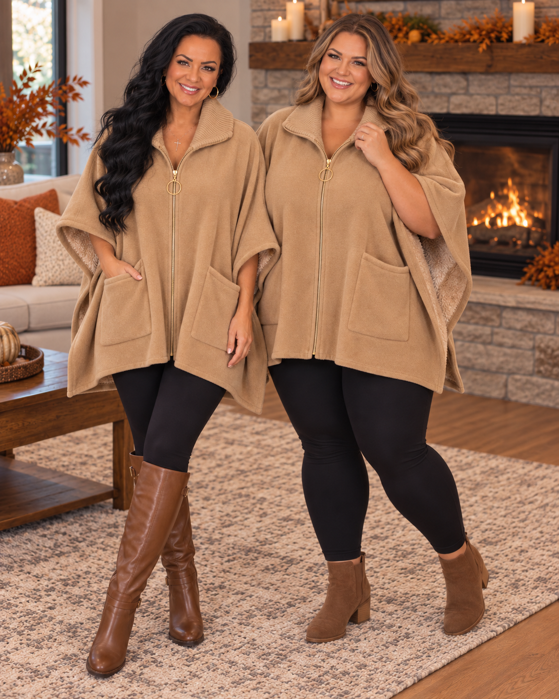 Whitney Zip Front Poncho Cardigan
