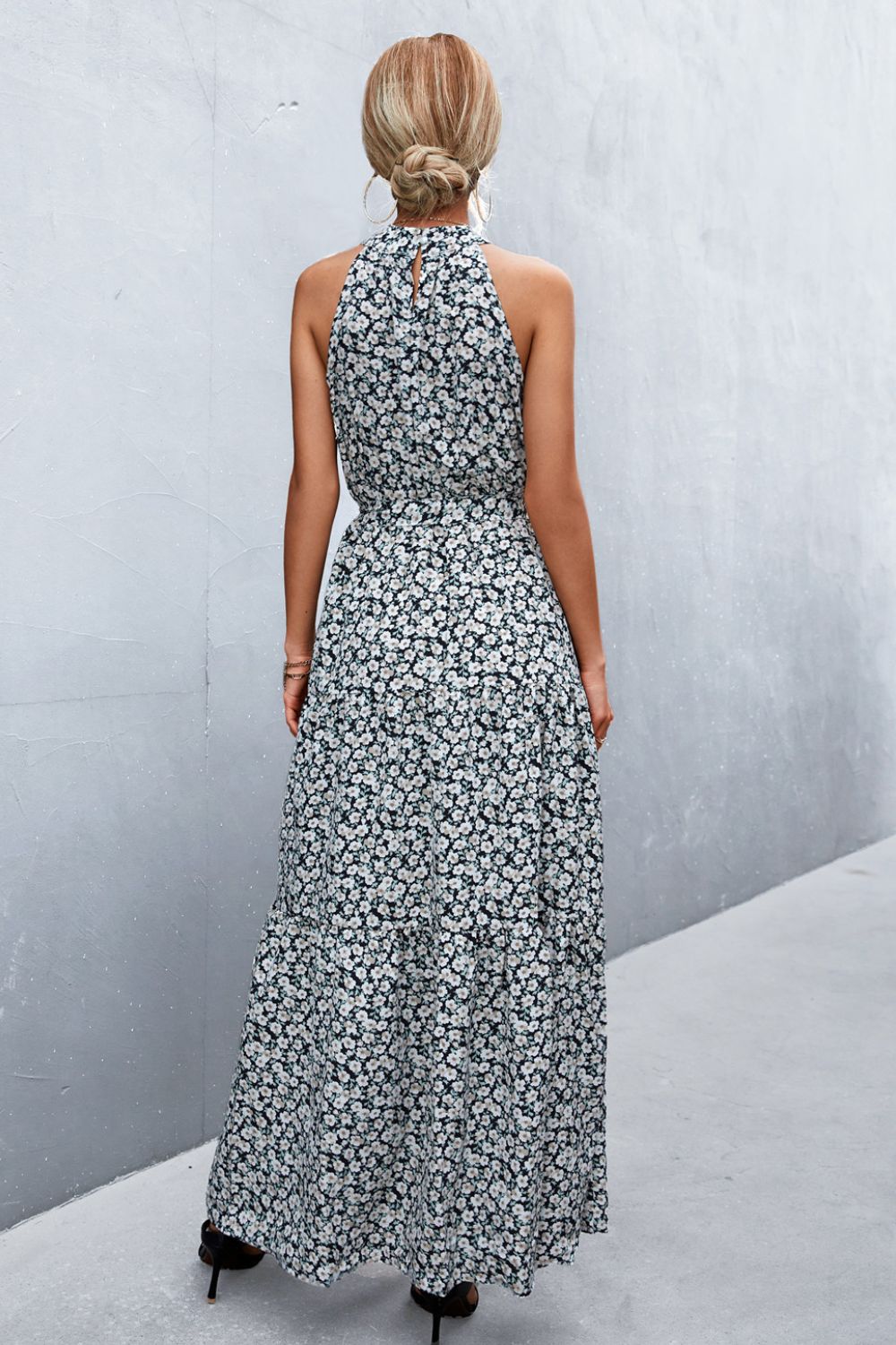 Logan Printed Sleeveless Tie Waist Maxi Dress (Copy)