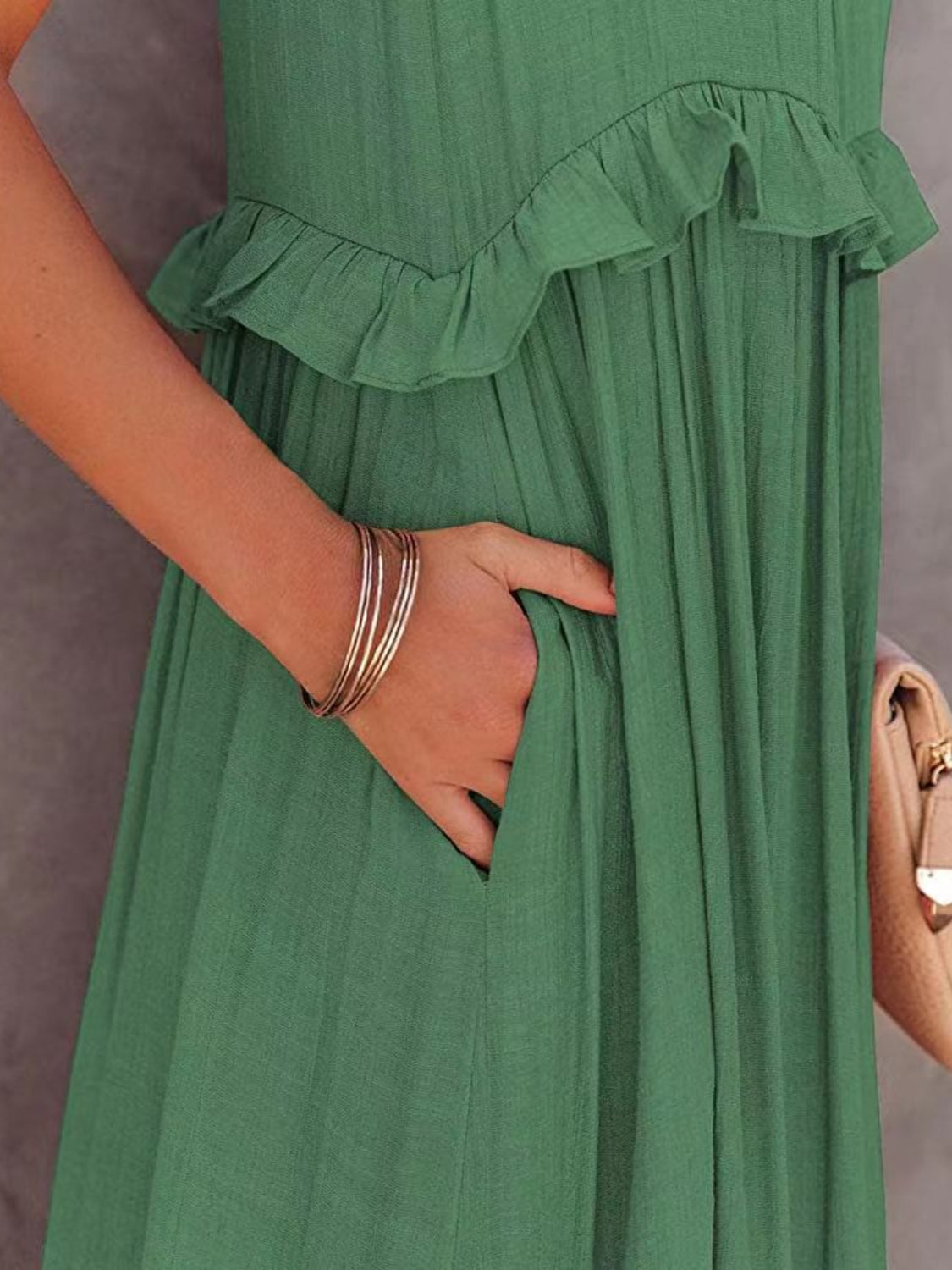 Ruffled Sleeveless Tiered Maxi Dress with Pockets (Copy)