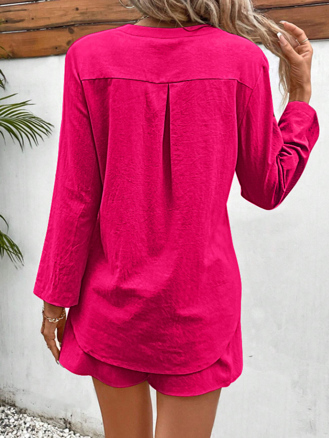Botswana Notched Long Sleeve Top and Shorts Set (Copy)