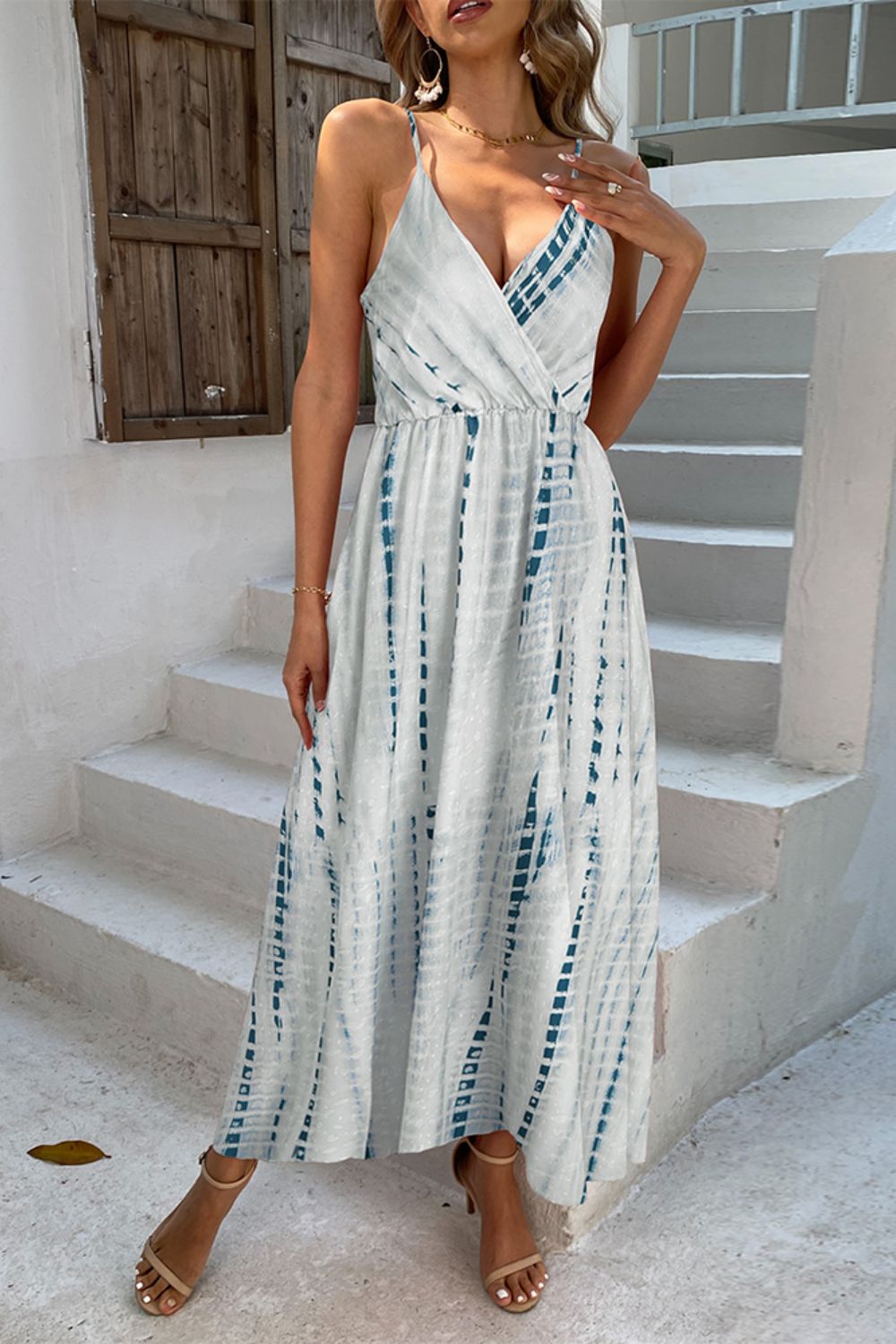 Harper Printed Surplice Adjustable Spaghetti Strap Maxi Dress (Copy)
