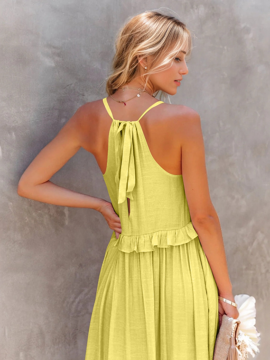 Ruffled Sleeveless Tiered Maxi Dress with Pockets (Copy)