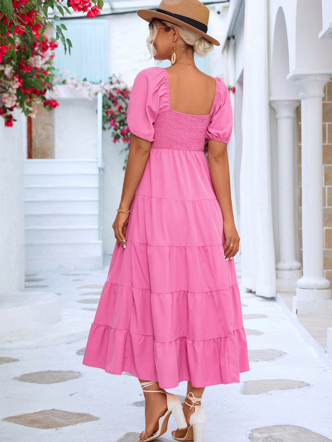 Anita Tiered Smocked Short Sleeve Dress (Copy)