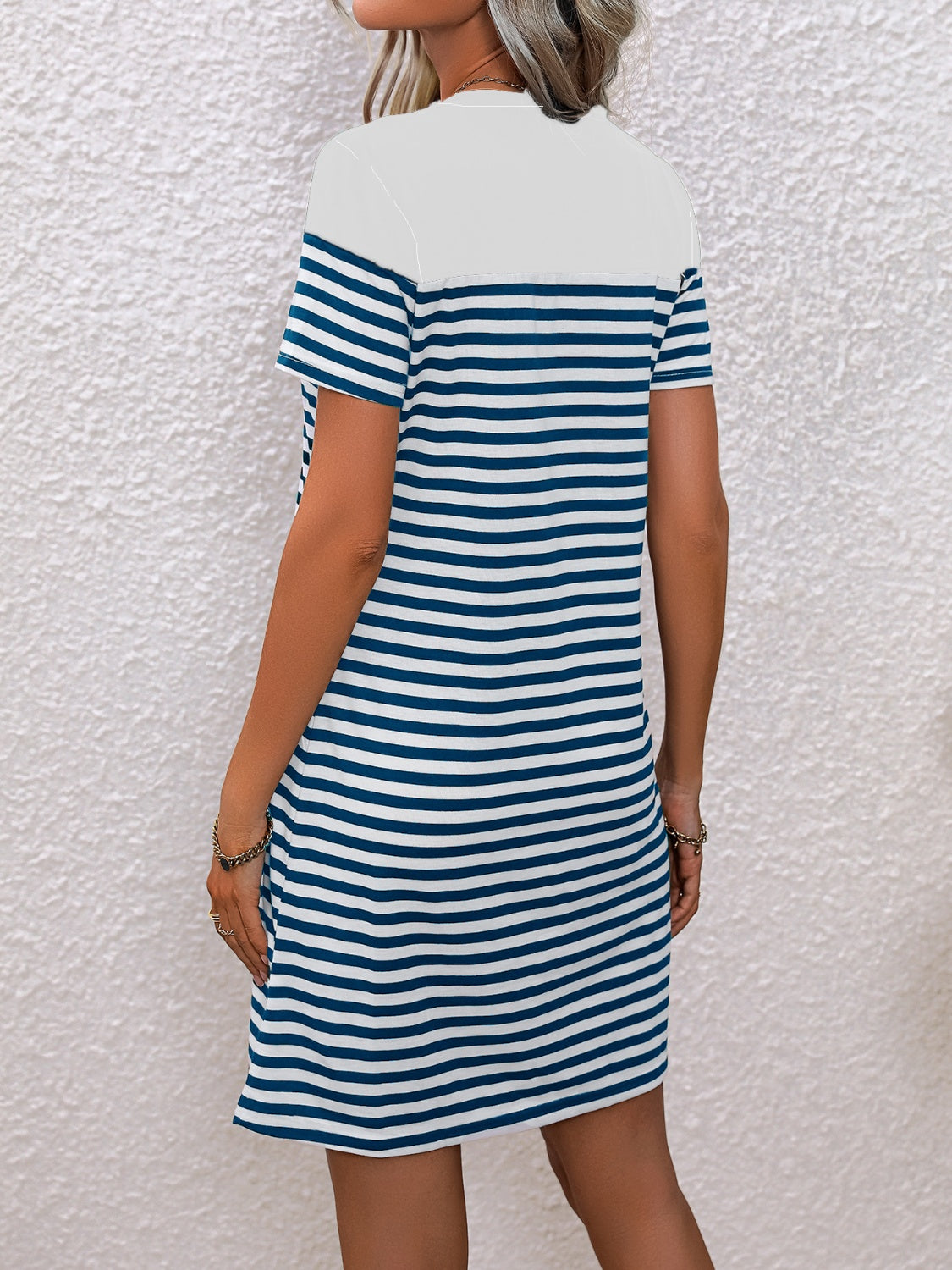 Boat Day Striped Round Neck Short Sleeve Mini Tee Dress (Copy)