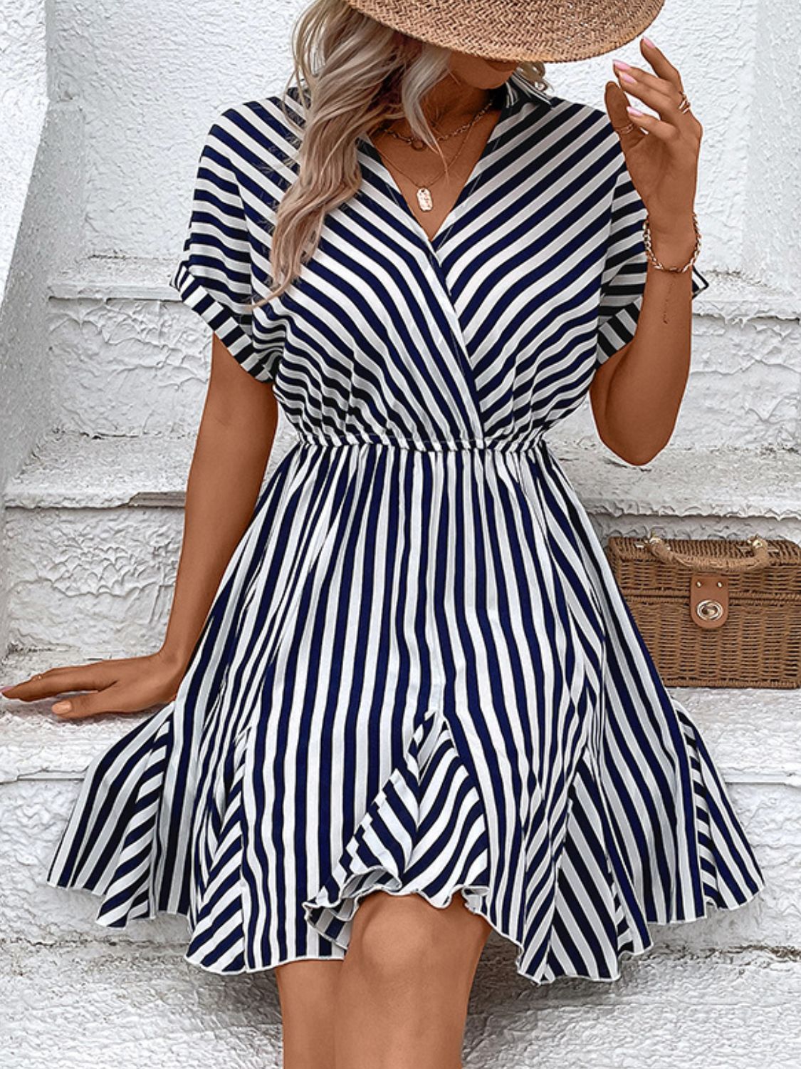Highland Striped Johnny Collar Mini Dress (Copy)