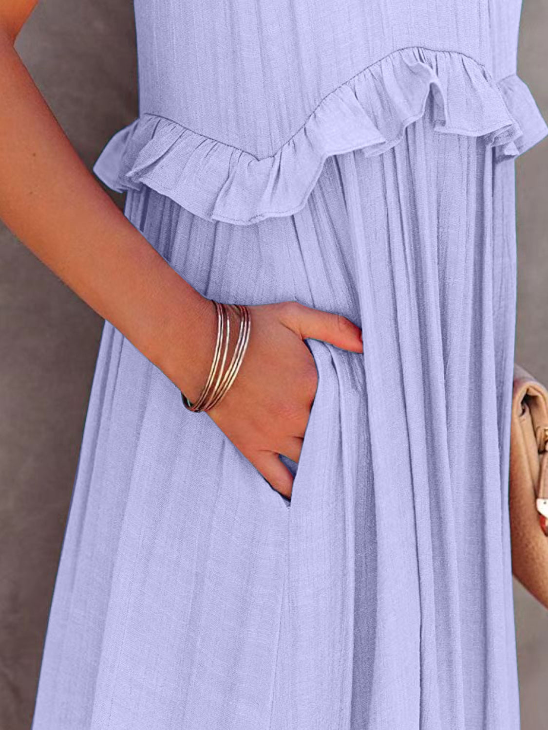 Ruffled Sleeveless Tiered Maxi Dress with Pockets (Copy)
