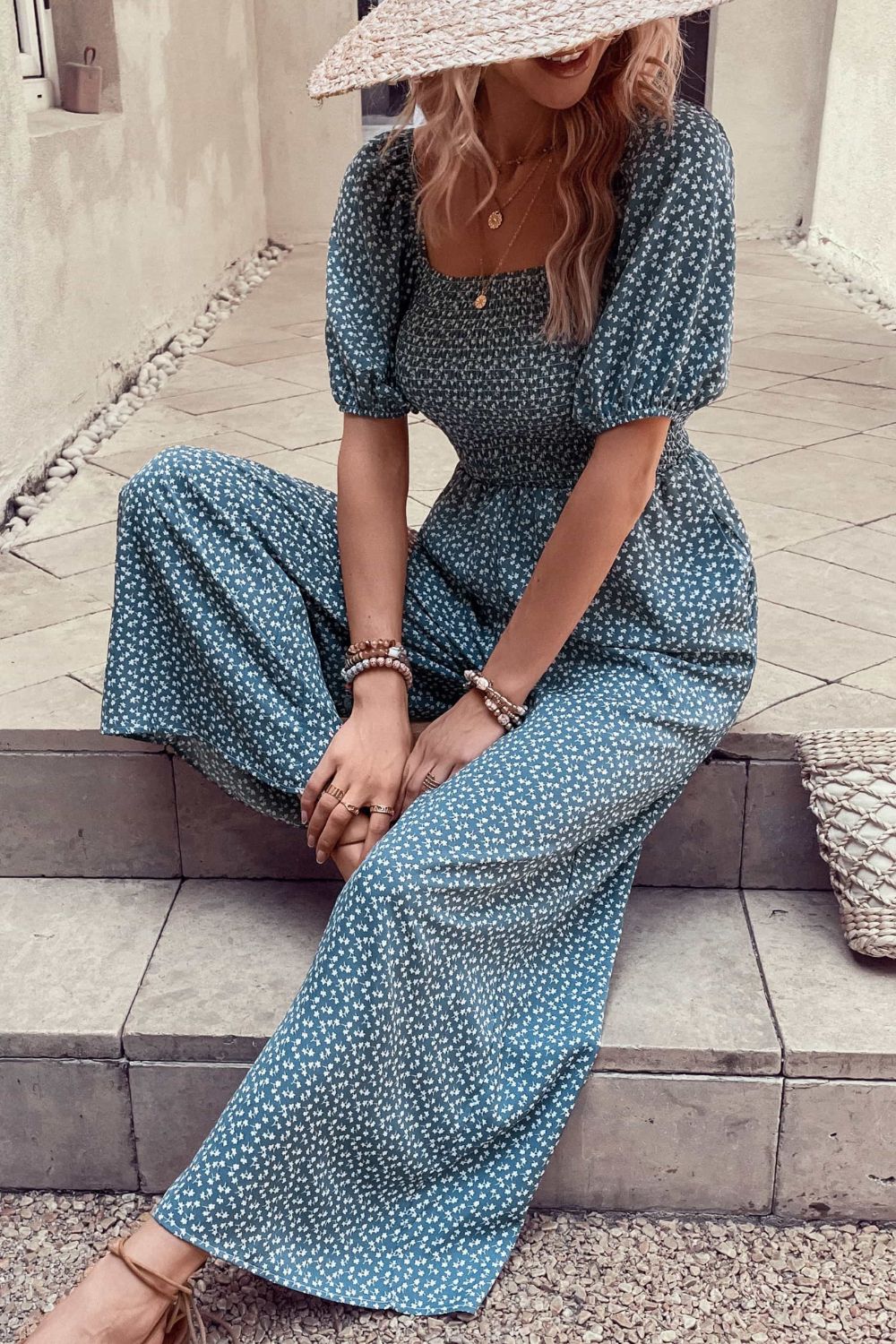 Hamida Printed Square Neck Jumpsuit with Pockets (Copy)