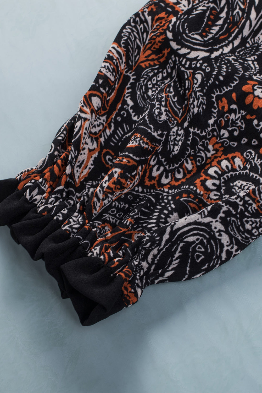 Payton Printed Buttoned Balloon Sleeve Cropped Blouse