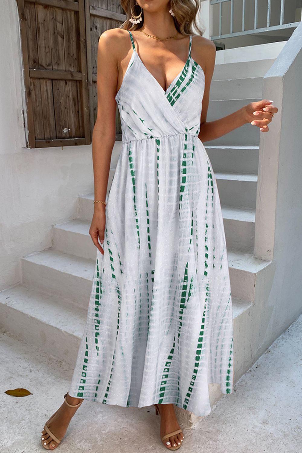 Harper Printed Surplice Adjustable Spaghetti Strap Maxi Dress (Copy)
