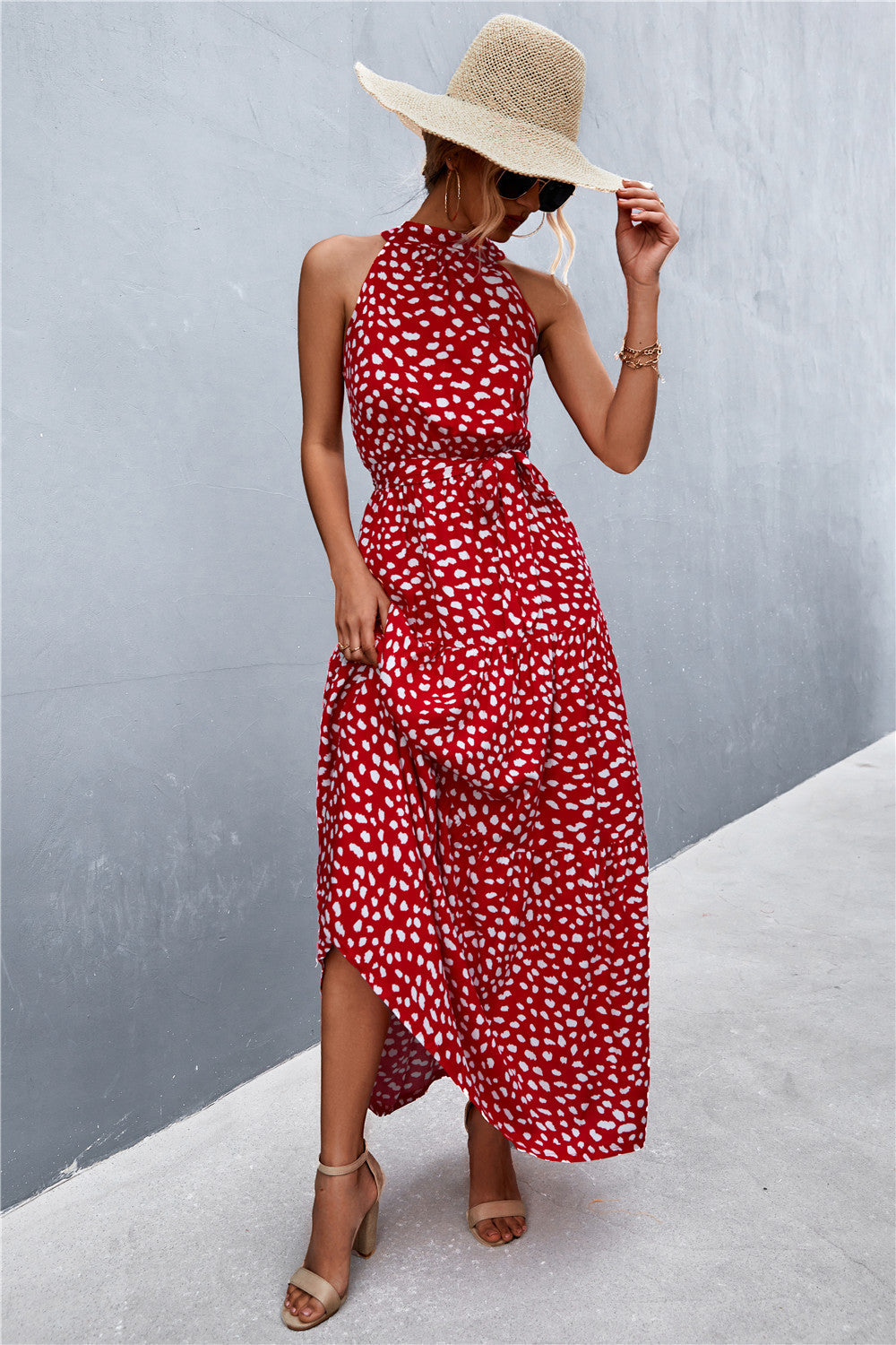 Logan Printed Sleeveless Tie Waist Maxi Dress (Copy)