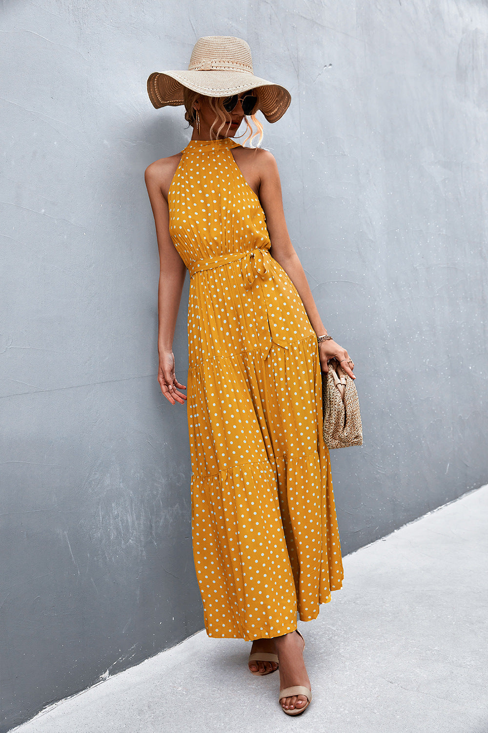 Logan Printed Sleeveless Tie Waist Maxi Dress (Copy)
