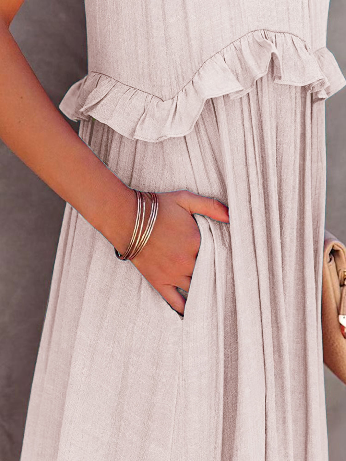 Ruffled Sleeveless Tiered Maxi Dress with Pockets (Copy)