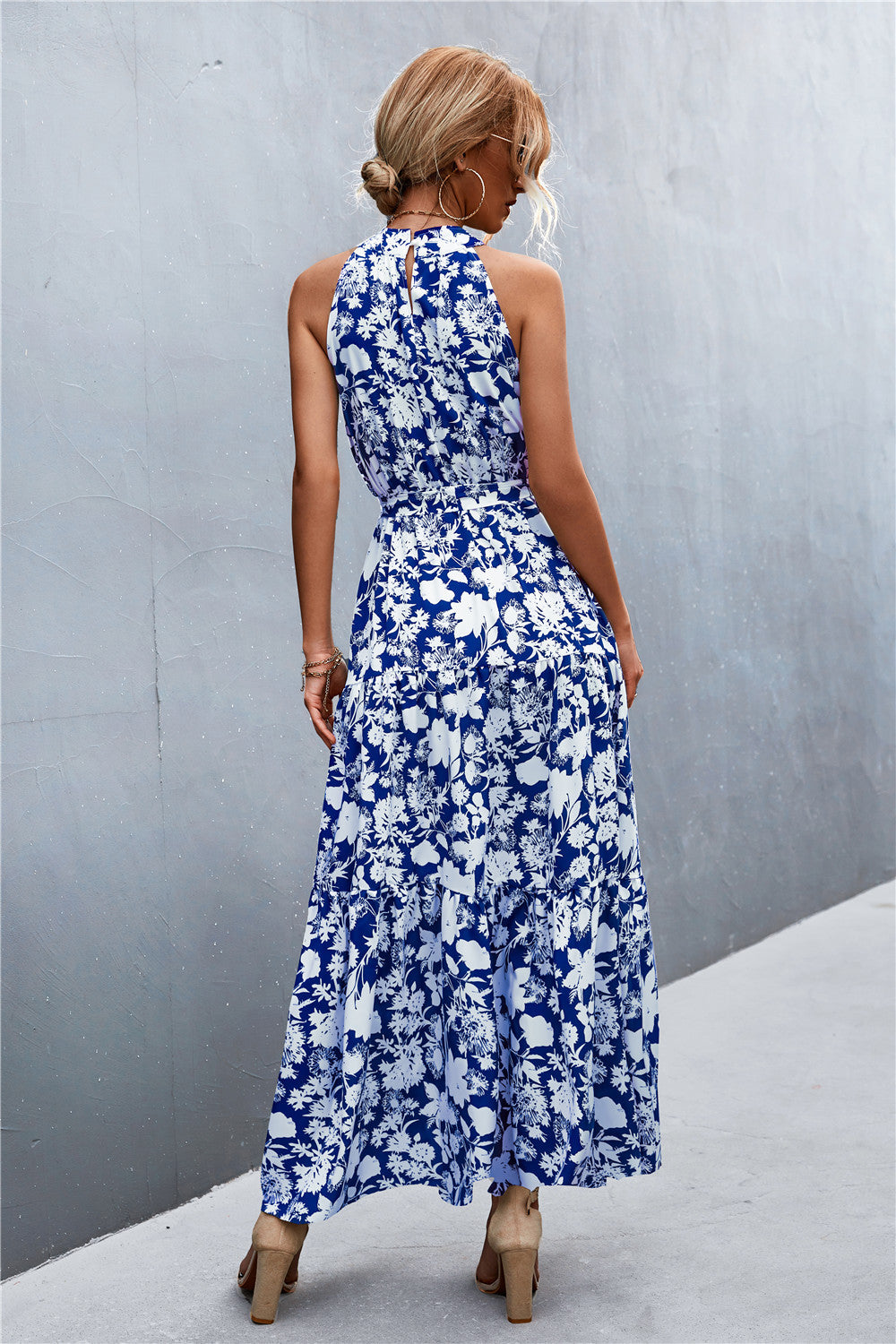 Logan Printed Sleeveless Tie Waist Maxi Dress (Copy)