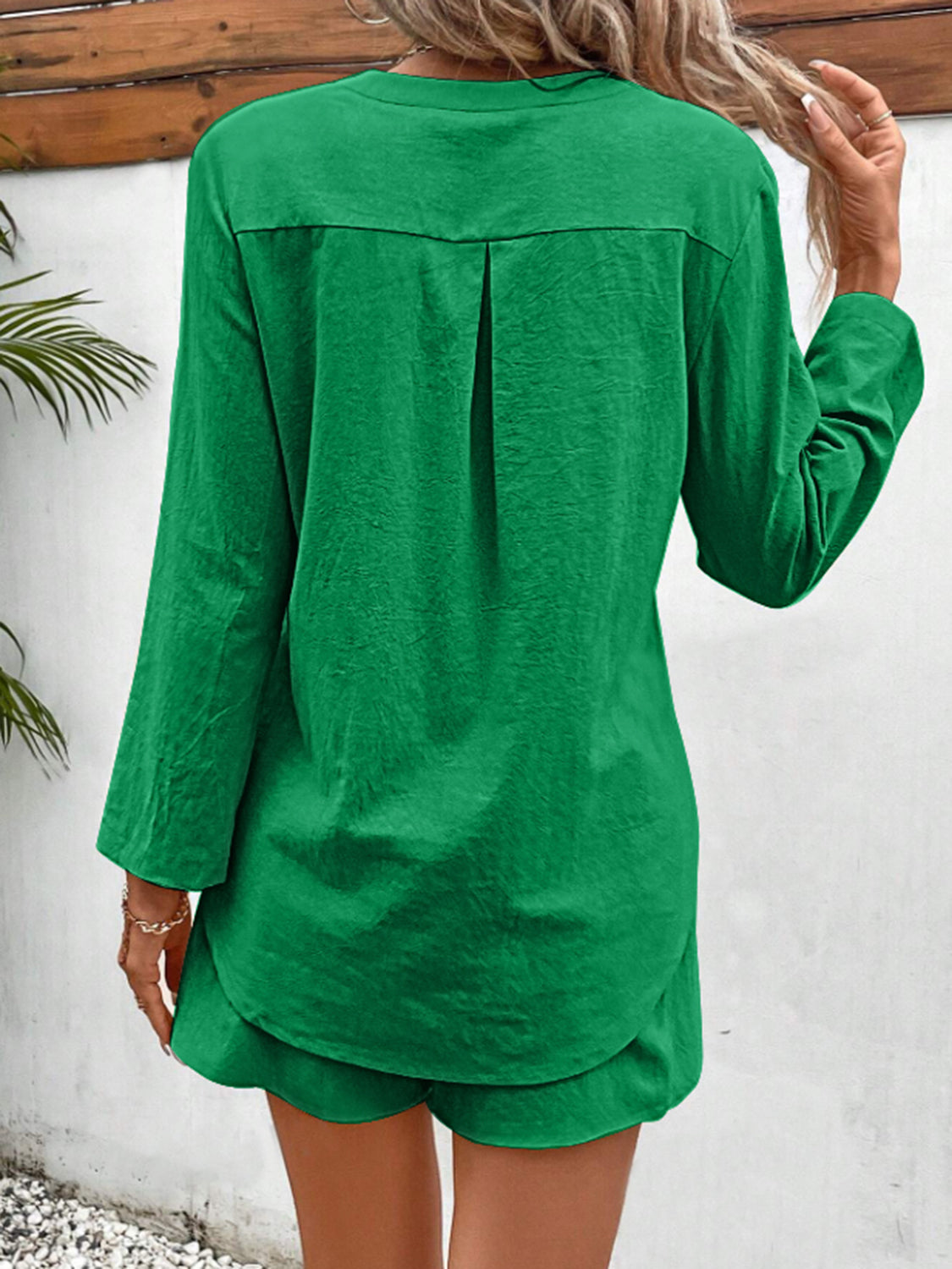 Botswana Notched Long Sleeve Top and Shorts Set (Copy)