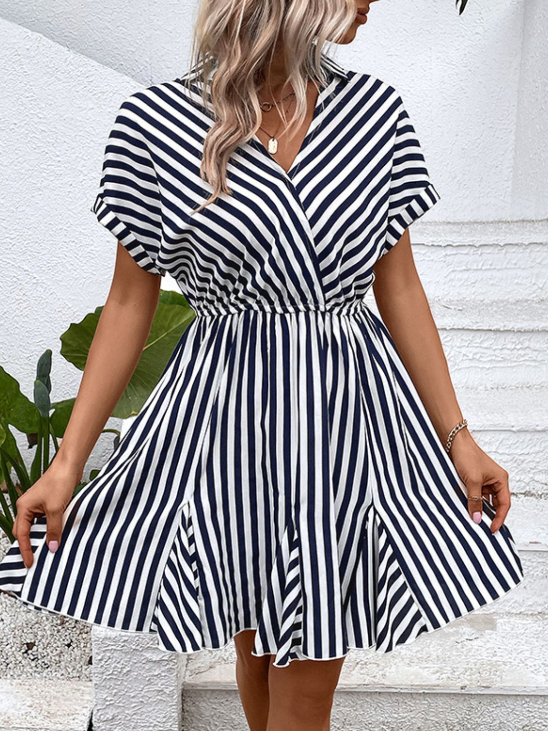 Highland Striped Johnny Collar Mini Dress (Copy)