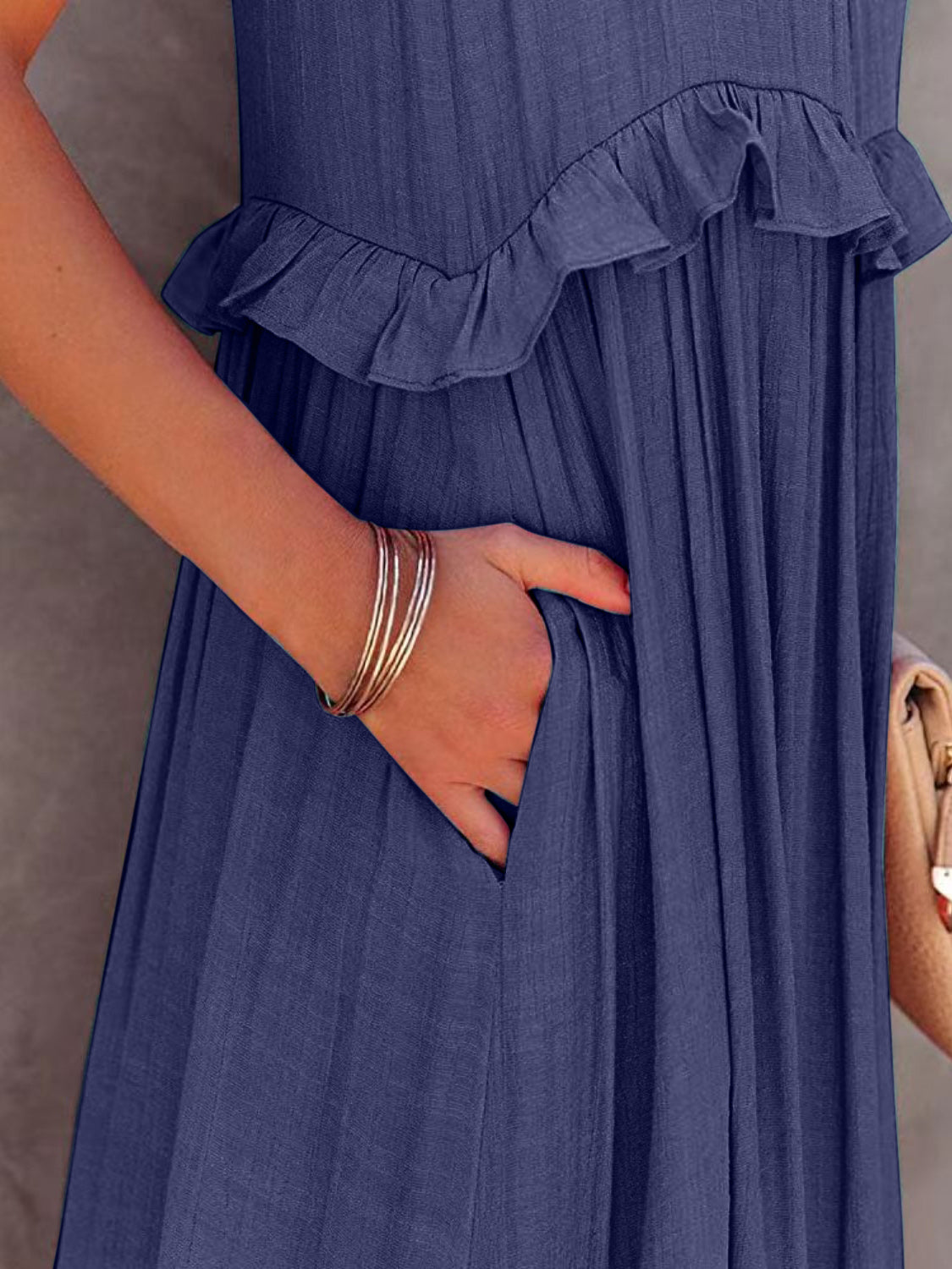 Ruffled Sleeveless Tiered Maxi Dress with Pockets (Copy)