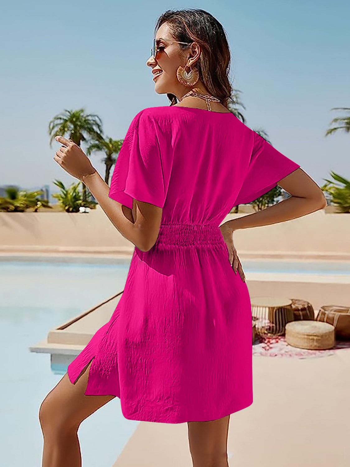 Fiji Smocked V-Neck Short Sleeve Dress (Copy)