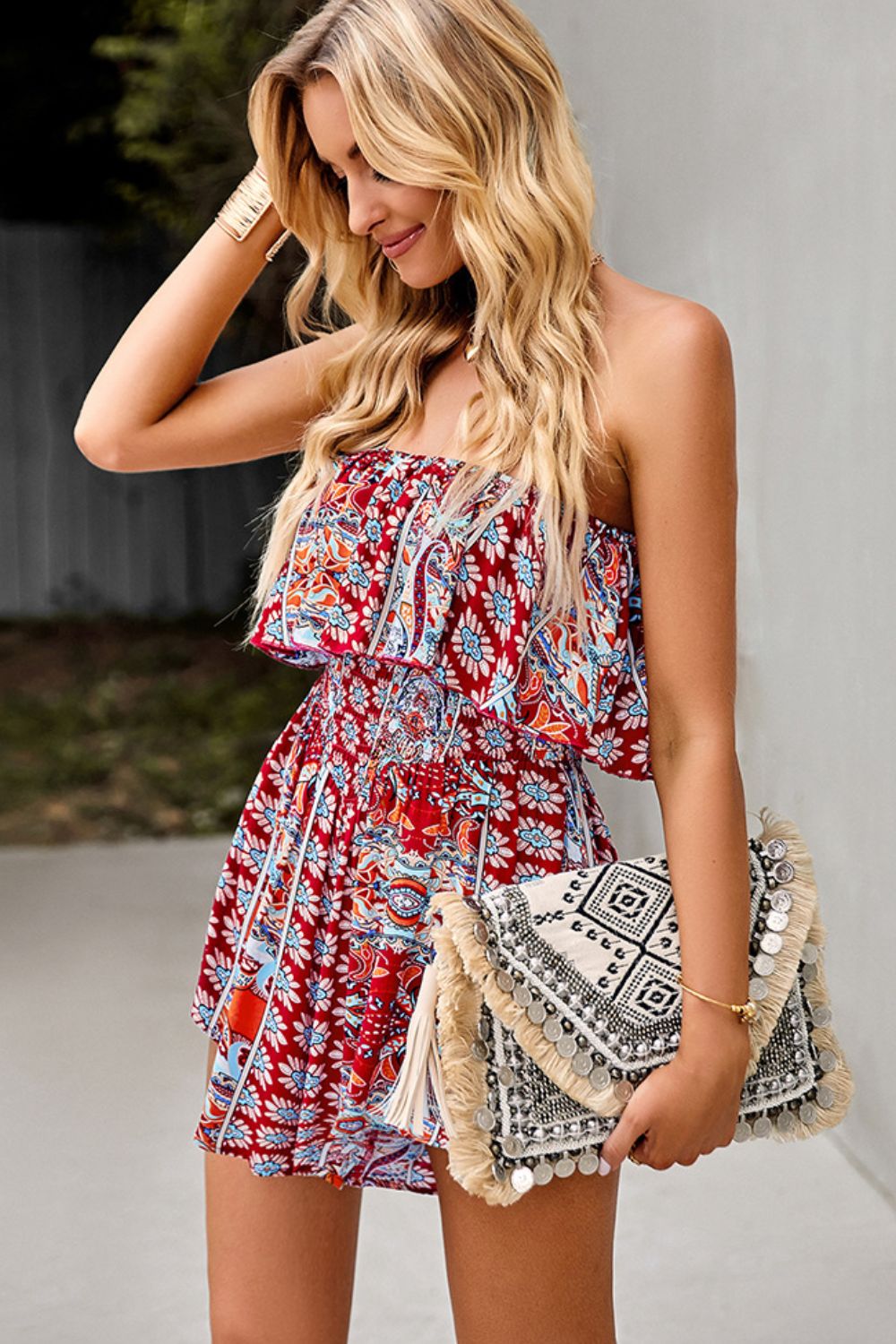 Bon Voyage Smocked Waist Strapless Romper (Copy)