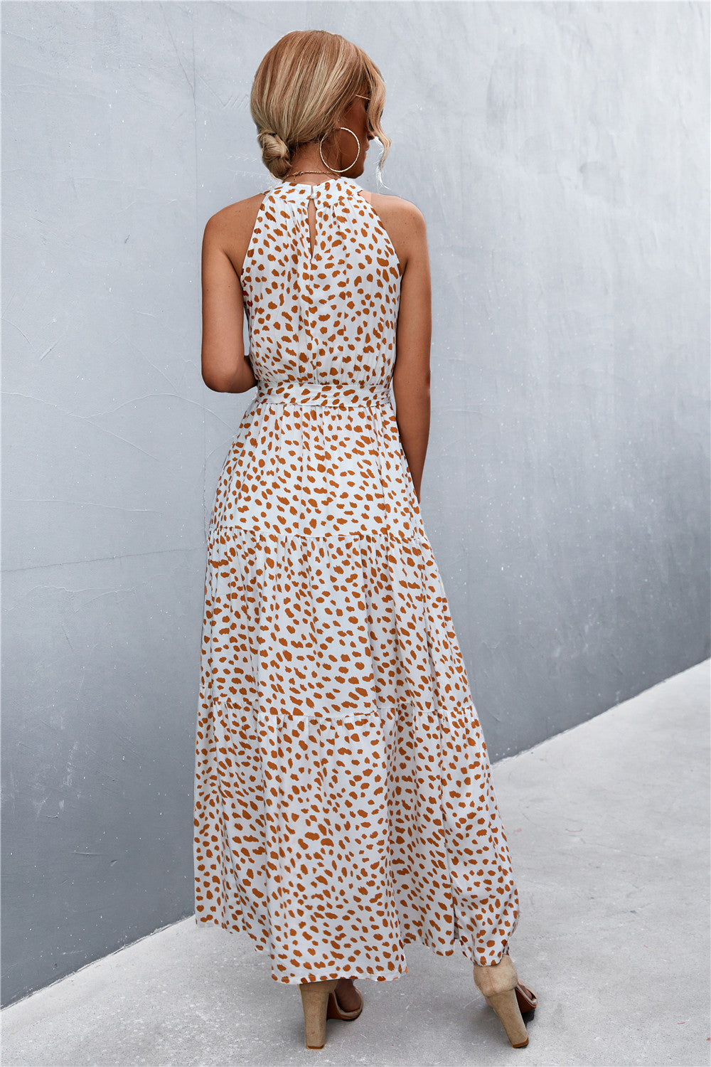 Logan Printed Sleeveless Tie Waist Maxi Dress (Copy)