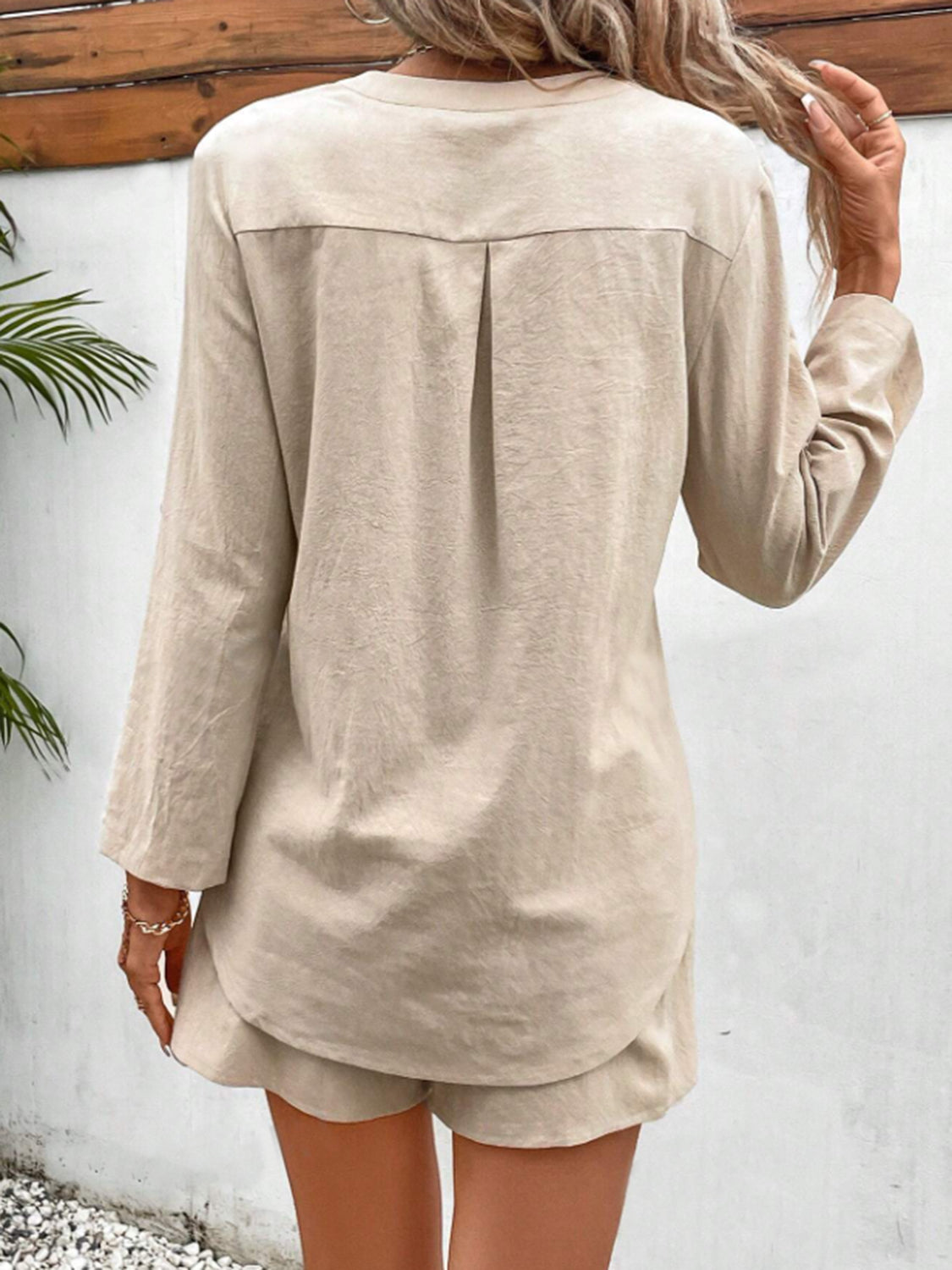 Botswana Notched Long Sleeve Top and Shorts Set (Copy)