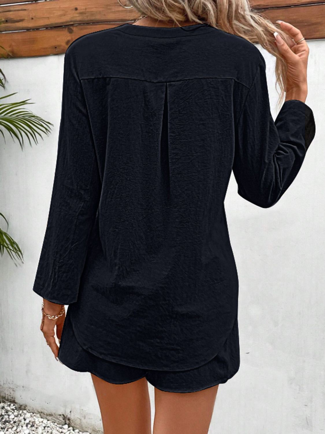 Botswana Notched Long Sleeve Top and Shorts Set (Copy)