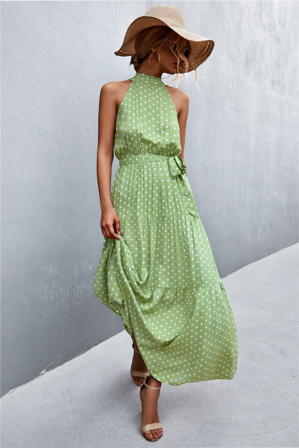 Logan Printed Sleeveless Tie Waist Maxi Dress (Copy)