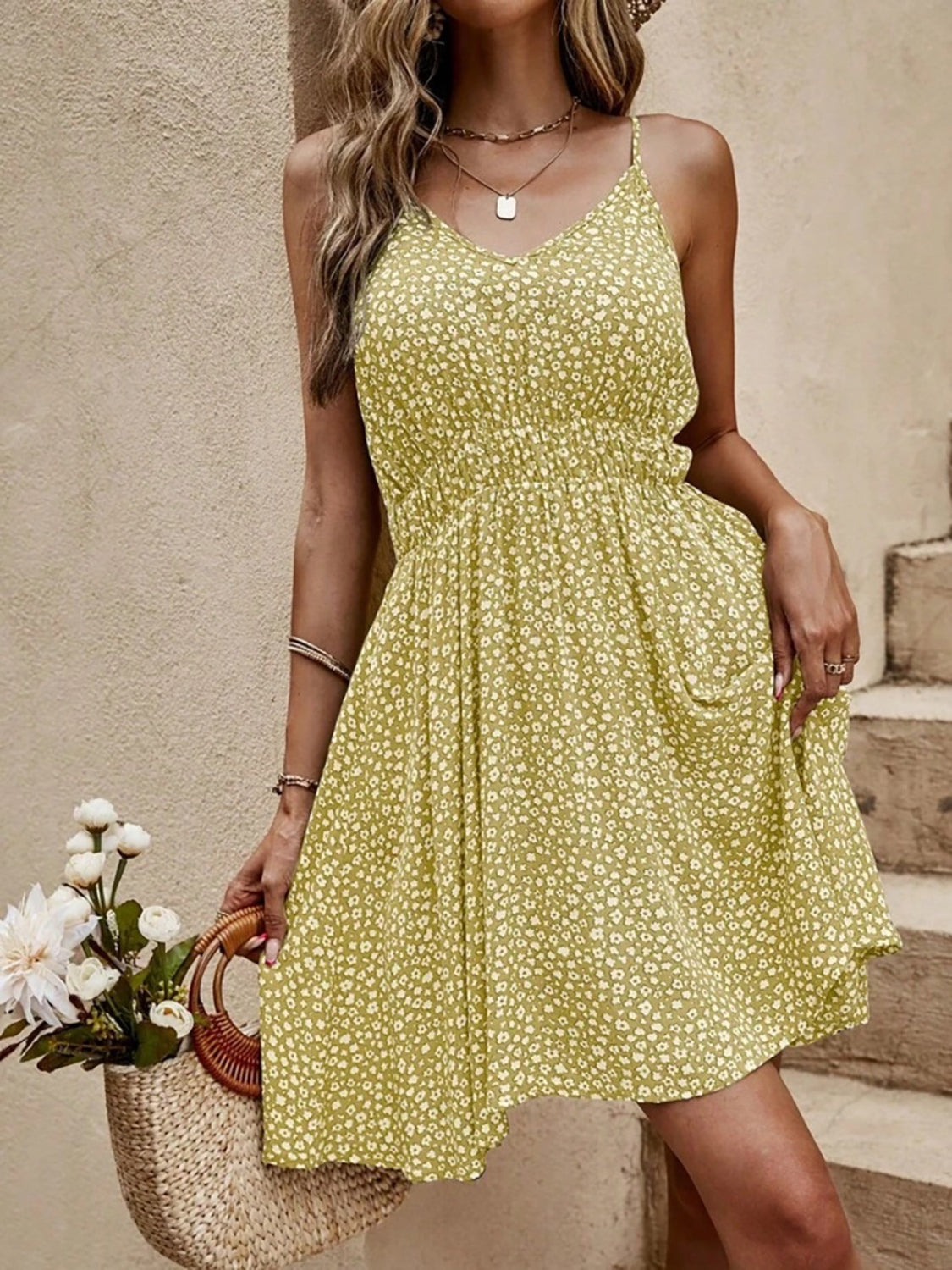 Madrid Floral V-Neck Mini Cami Dress (Copy)