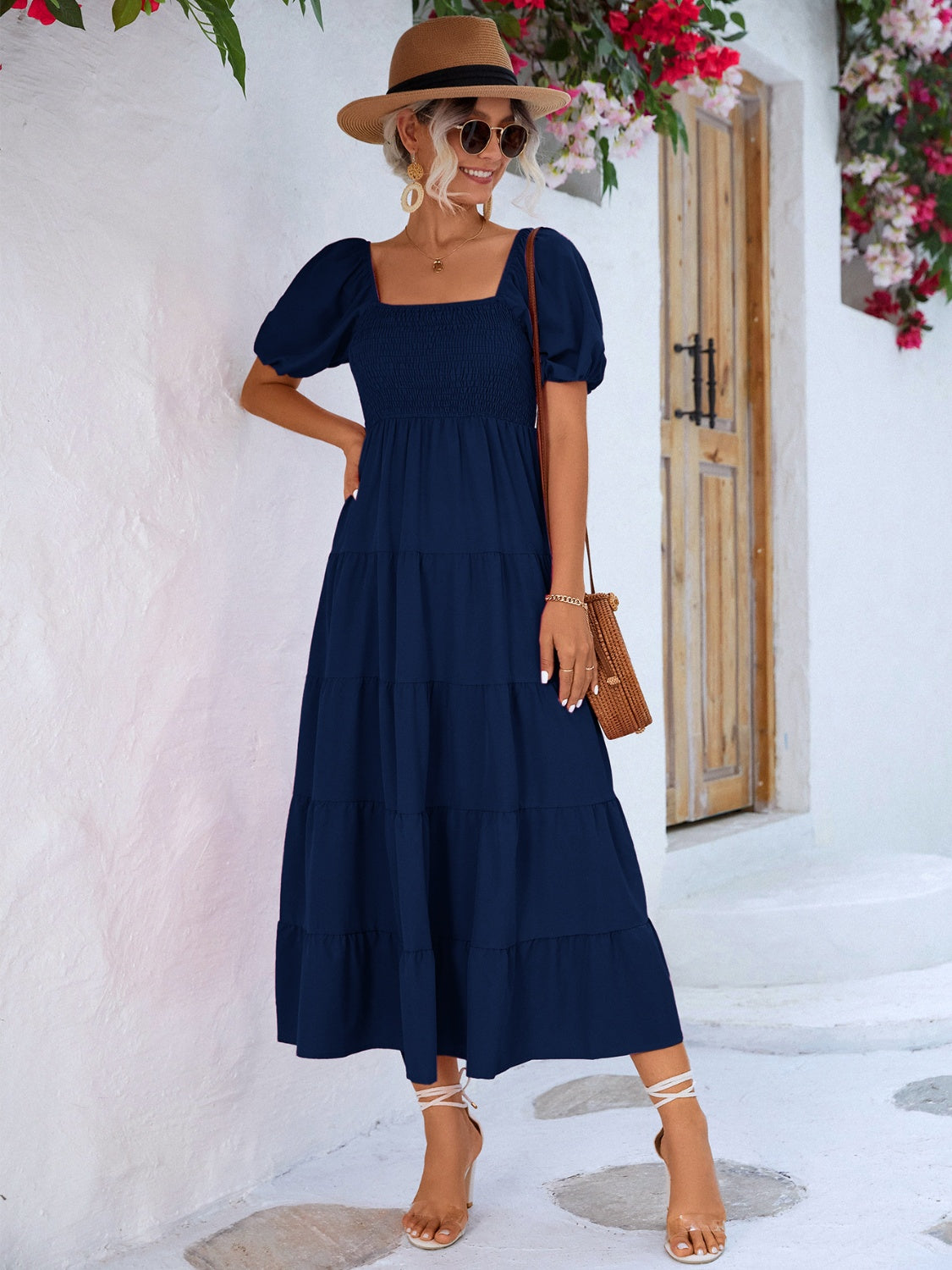 Anita Tiered Smocked Short Sleeve Dress (Copy)
