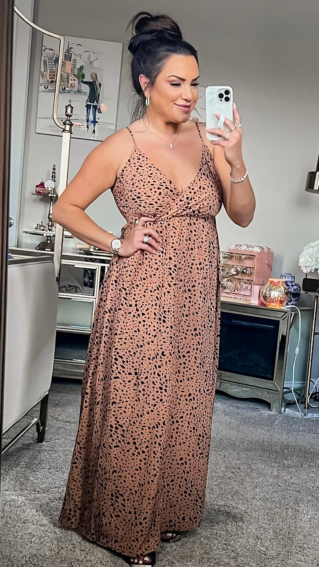 Harper Printed Surplice Adjustable Spaghetti Strap Maxi Dress (Copy)