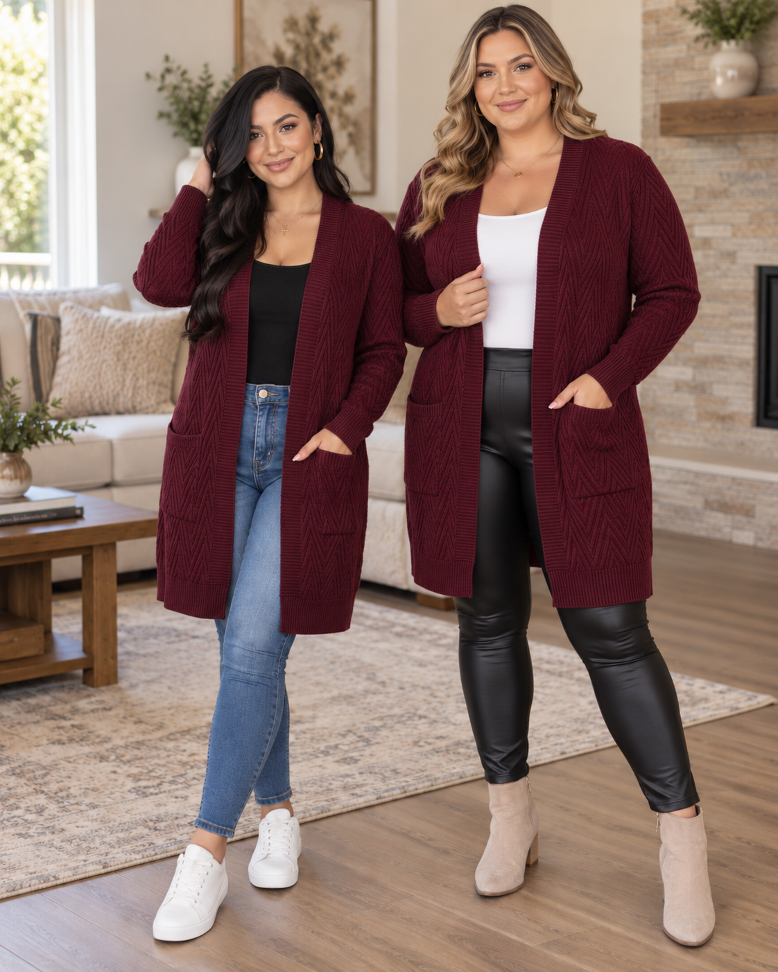 Val Textured Open Front Cardigan