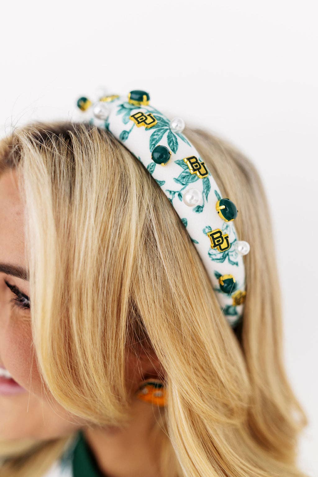 Baylor Floral Toile Logo Headband by Brianna Cannon
