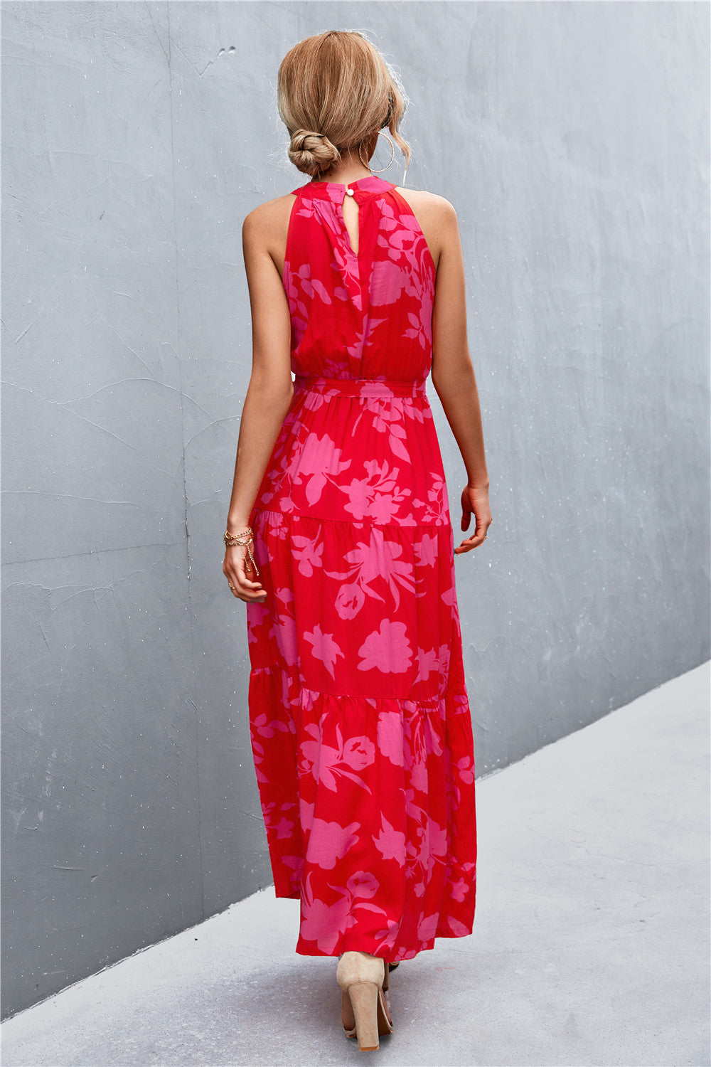 Logan Printed Sleeveless Tie Waist Maxi Dress (Copy)