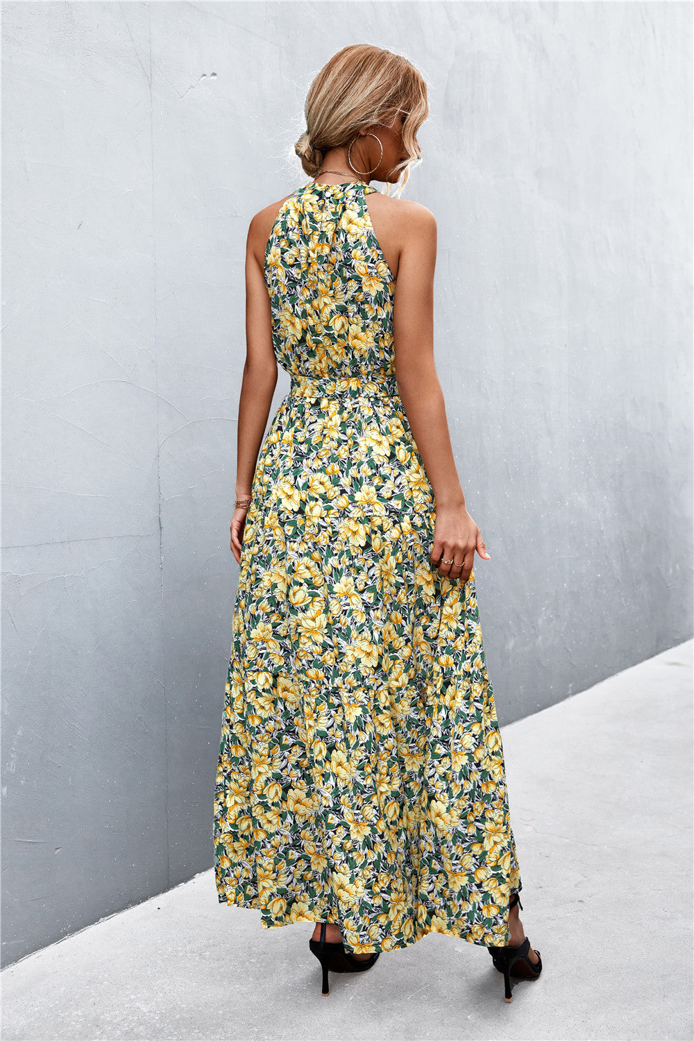Logan Printed Sleeveless Tie Waist Maxi Dress (Copy)