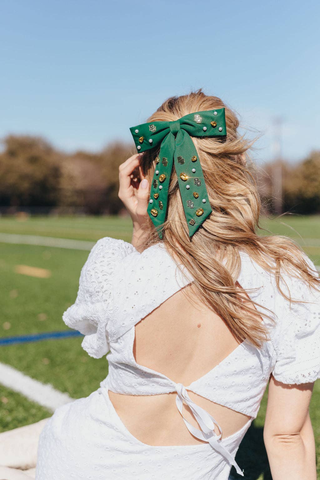 Green Baylor Bow  Barrette by Brianna Cannon