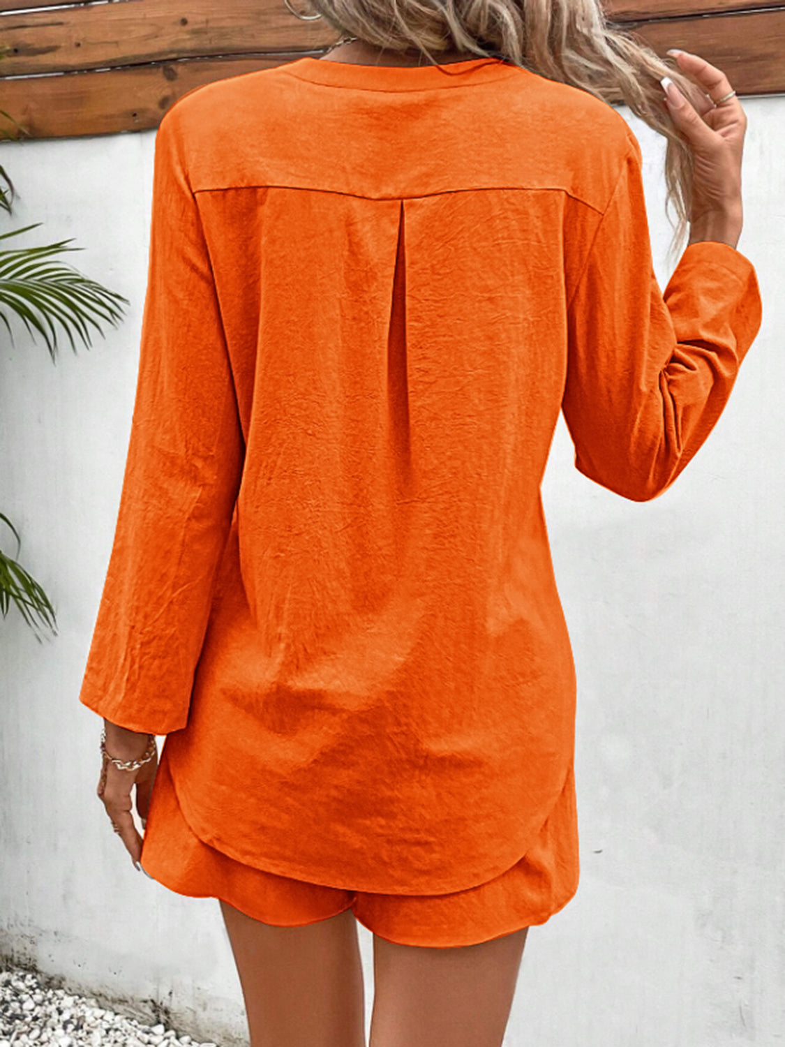 Botswana Notched Long Sleeve Top and Shorts Set (Copy)