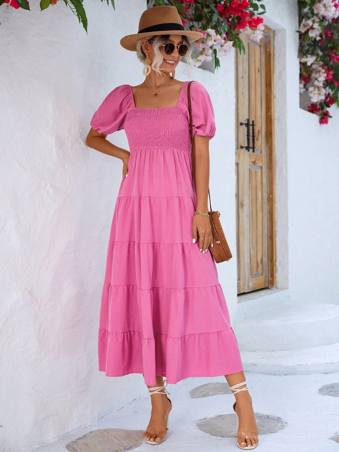 Anita Tiered Smocked Short Sleeve Dress (Copy)
