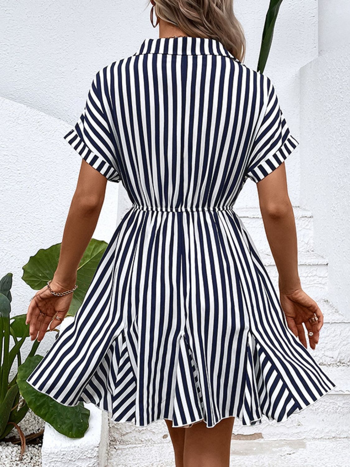 Highland Striped Johnny Collar Mini Dress (Copy)