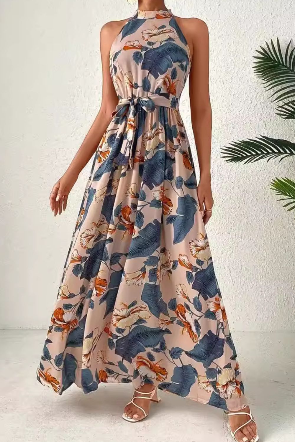 Bacha Tied Floral Sleeveless Dress (Copy)