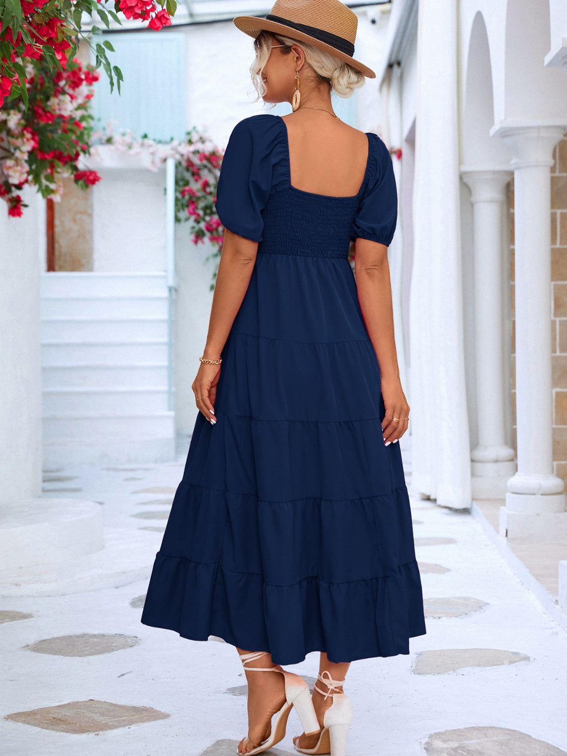 Anita Tiered Smocked Short Sleeve Dress (Copy)