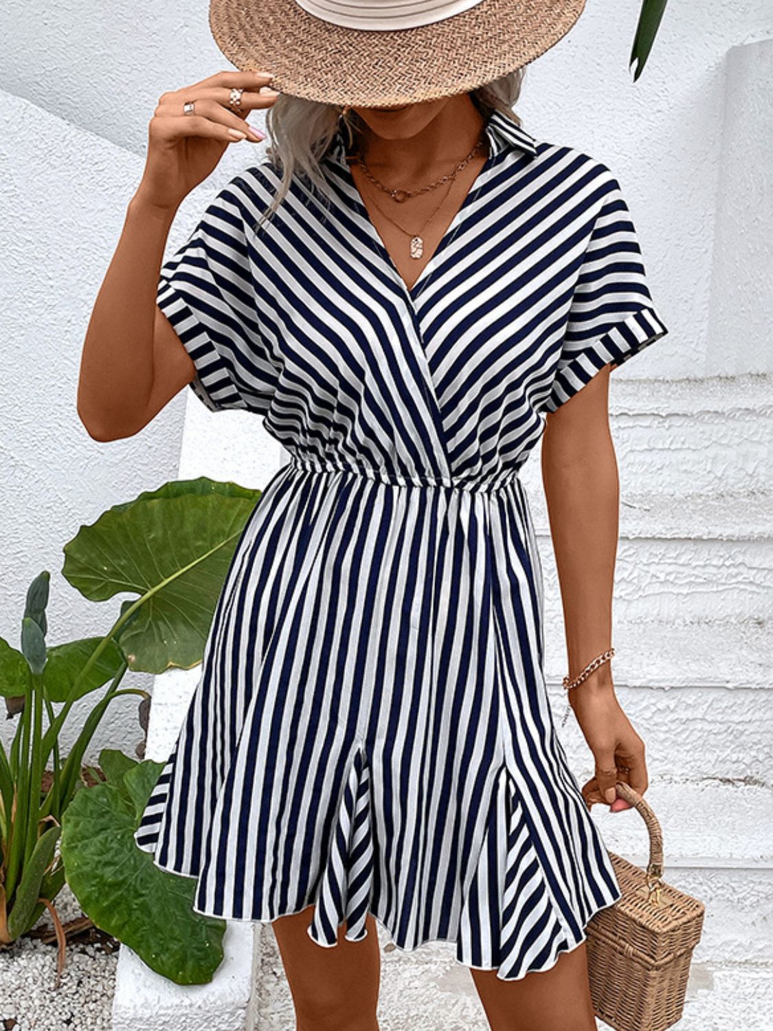 Highland Striped Johnny Collar Mini Dress (Copy)