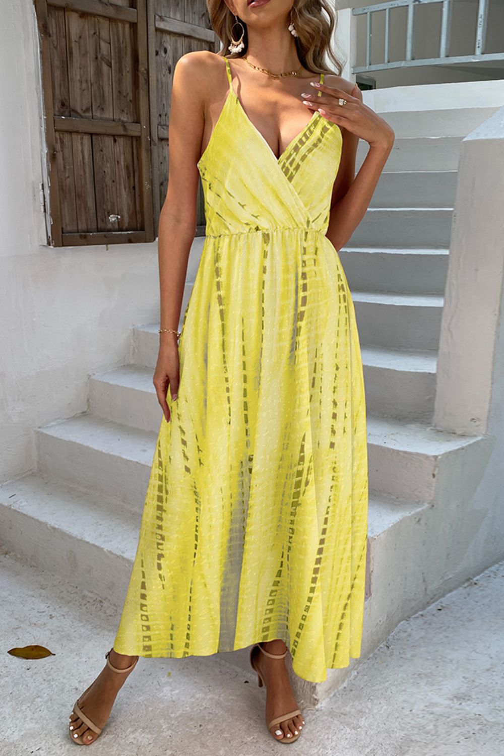 Harper Printed Surplice Adjustable Spaghetti Strap Maxi Dress (Copy)