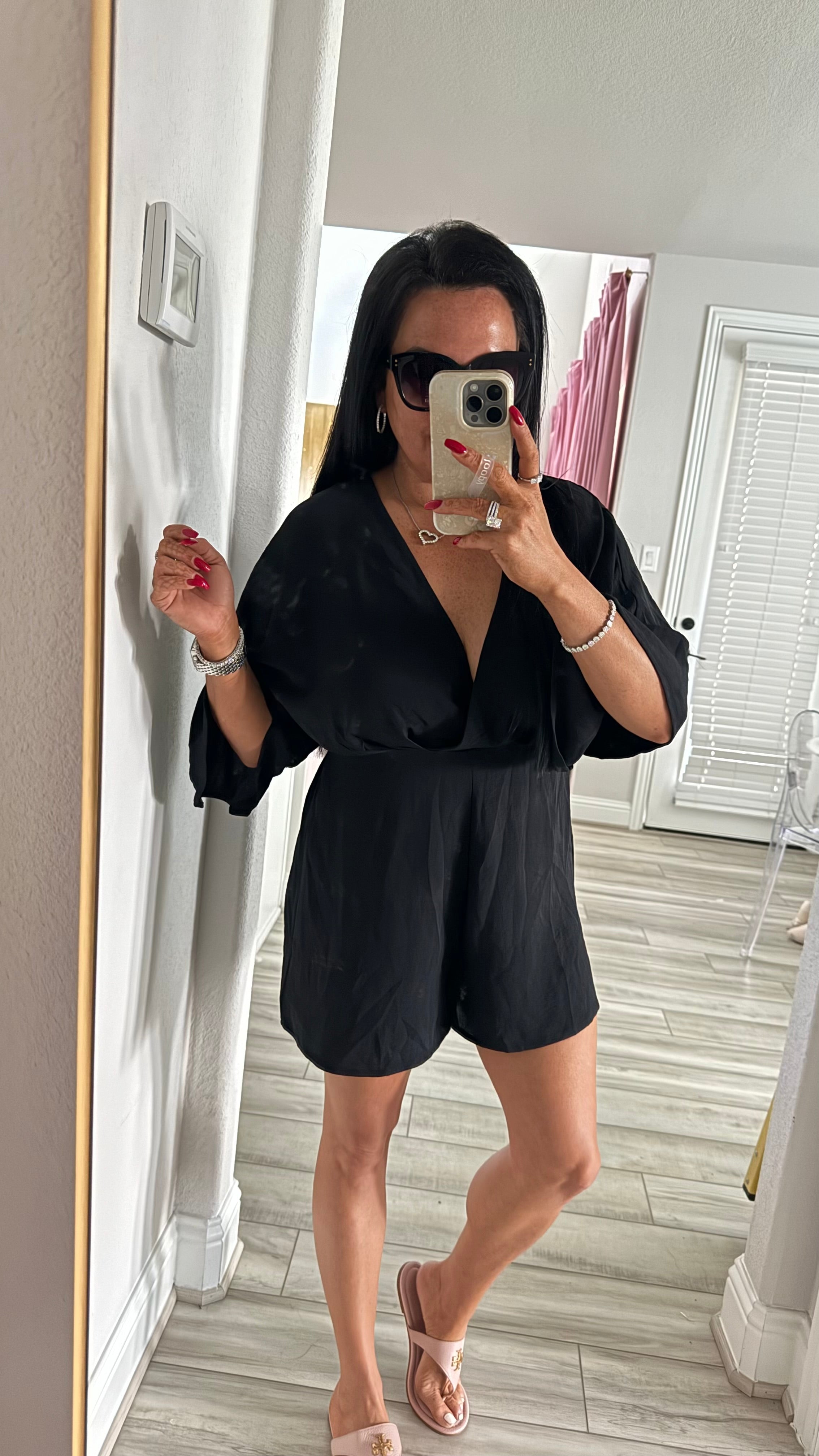 Charlotte Cutout Surplice Half Sleeve Romper (Copy)