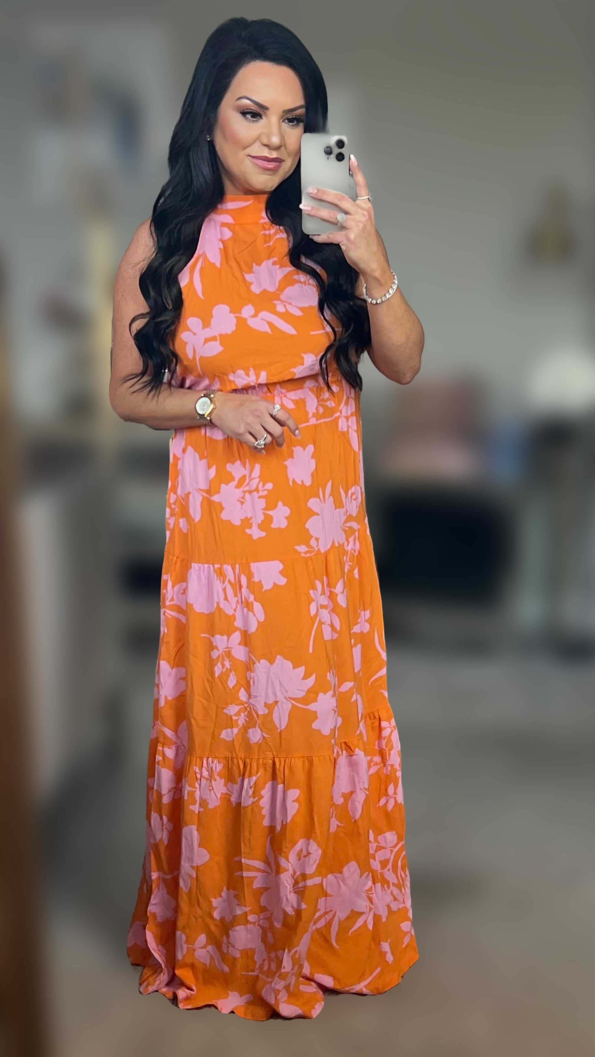 Logan Printed Sleeveless Tie Waist Maxi Dress (Copy)