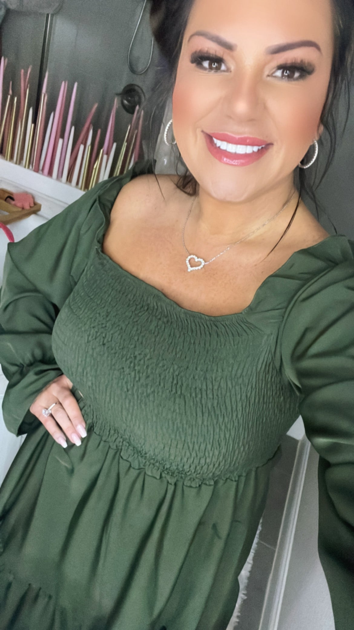 Hilary Smocked Flounce Sleeve Square Neck Dress (Copy)