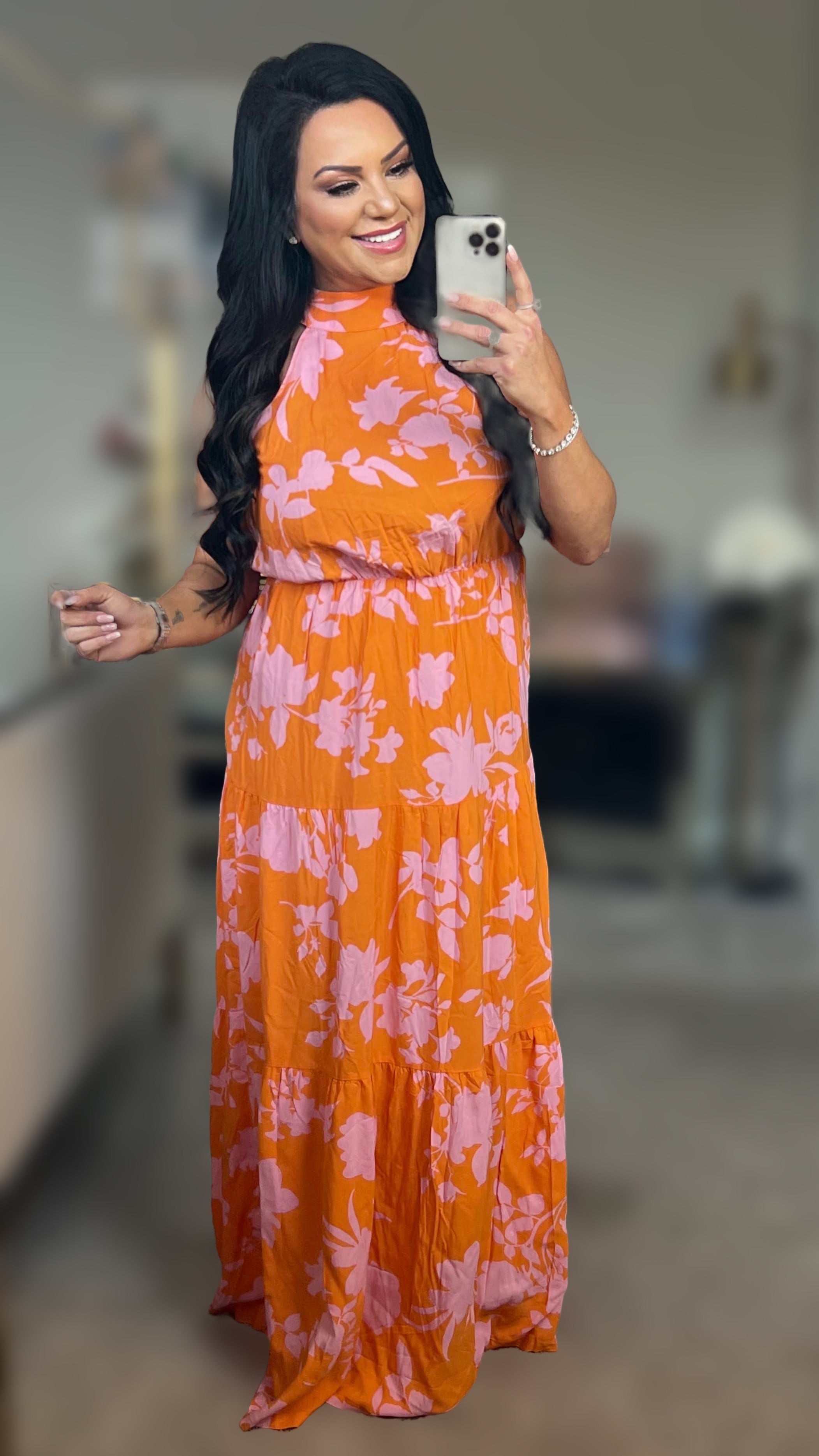Logan Printed Sleeveless Tie Waist Maxi Dress (Copy)
