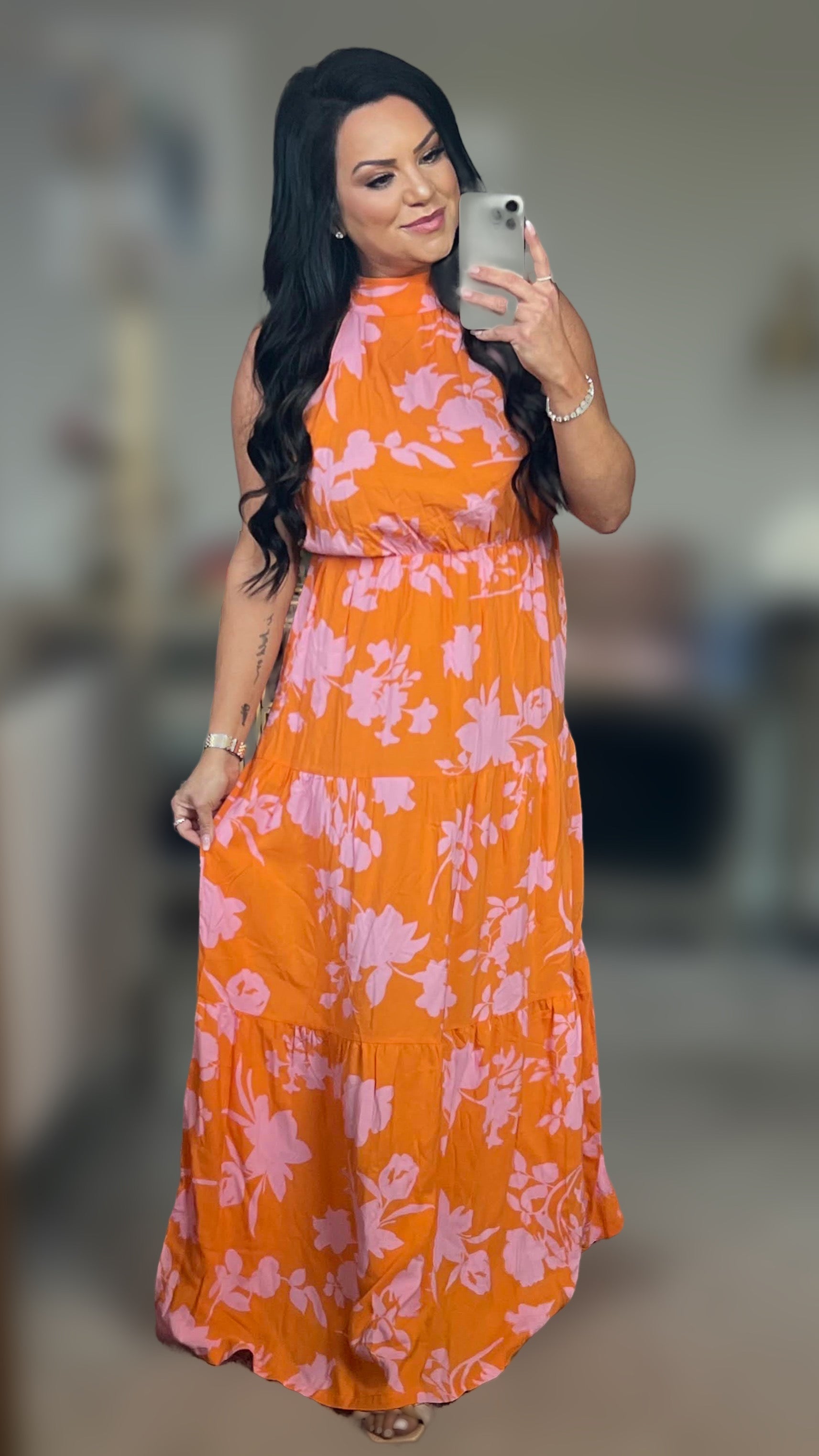 Logan Printed Sleeveless Tie Waist Maxi Dress (Copy)