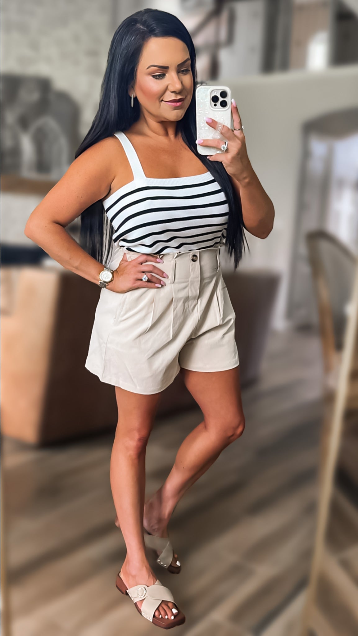 Cora Striped Straight Neck Cami (Copy)