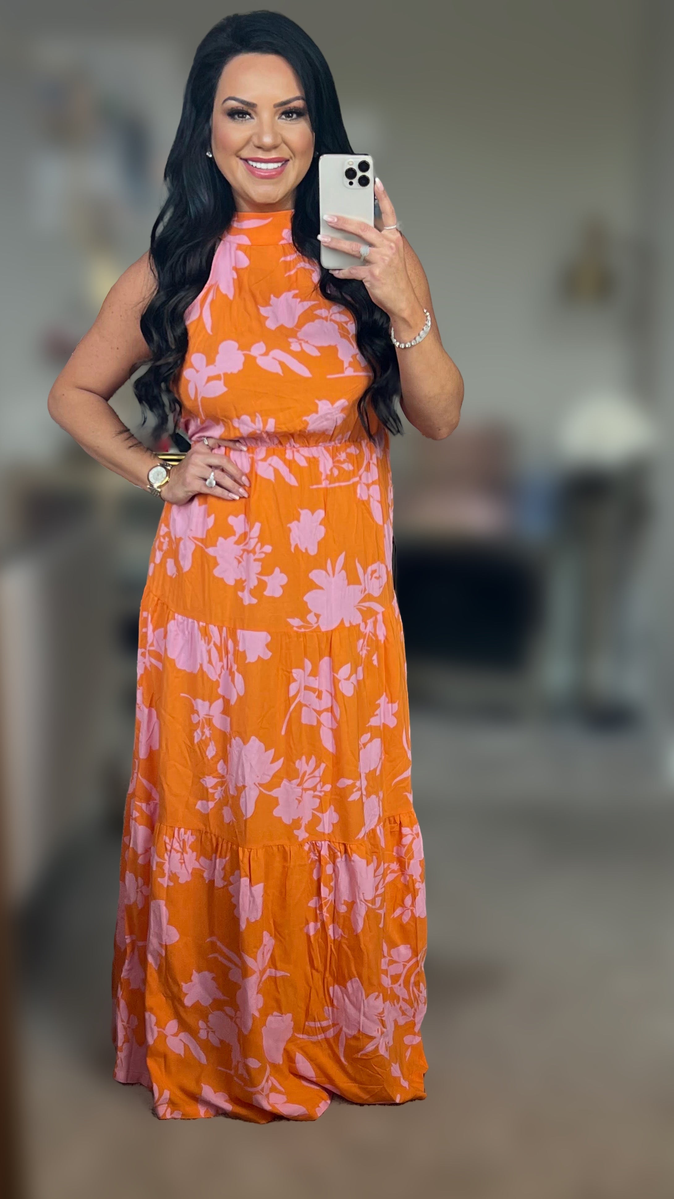 Logan Printed Sleeveless Tie Waist Maxi Dress (Copy)