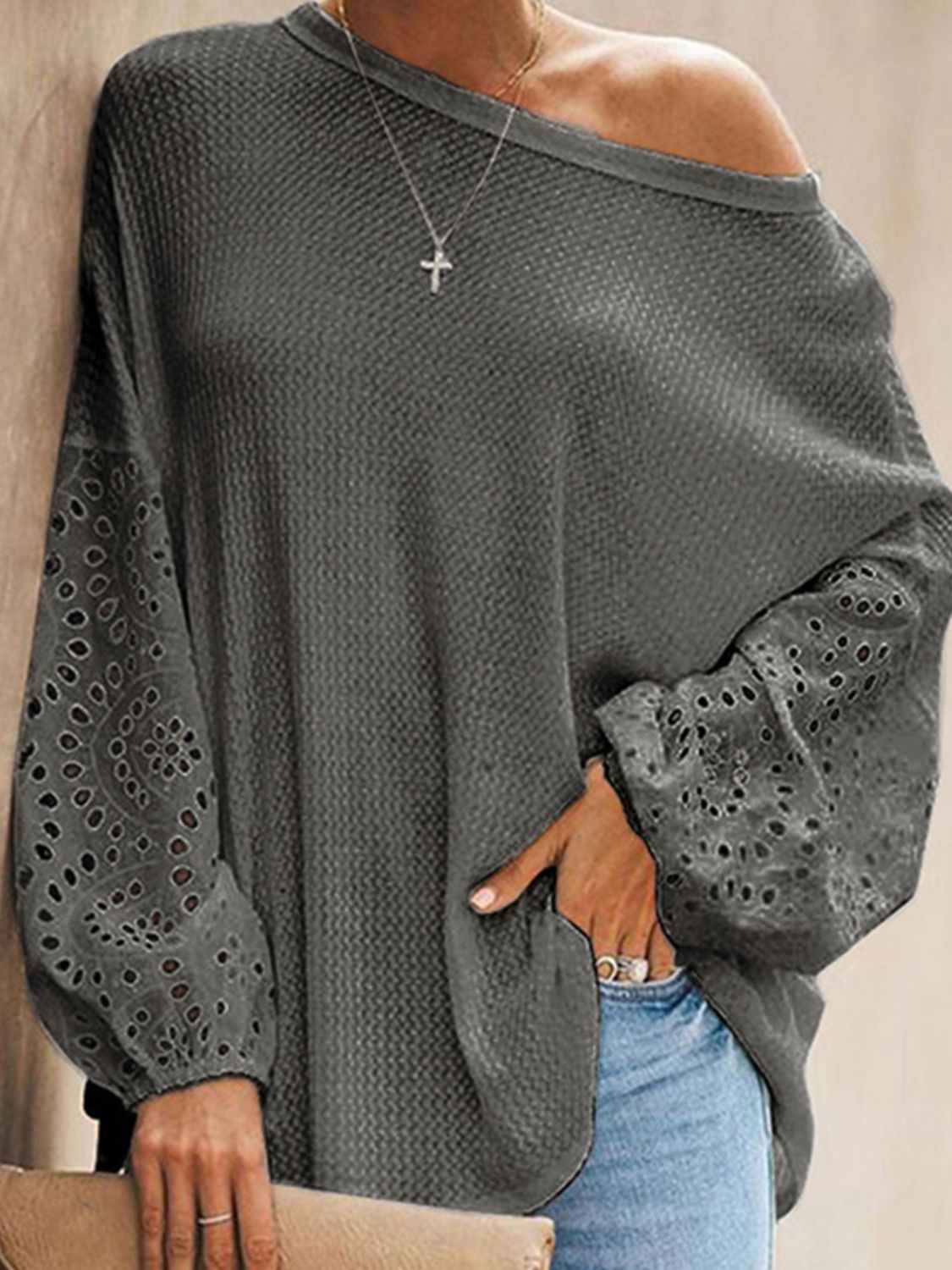 Davis Dropped Shoulder Boat Neck Blouse