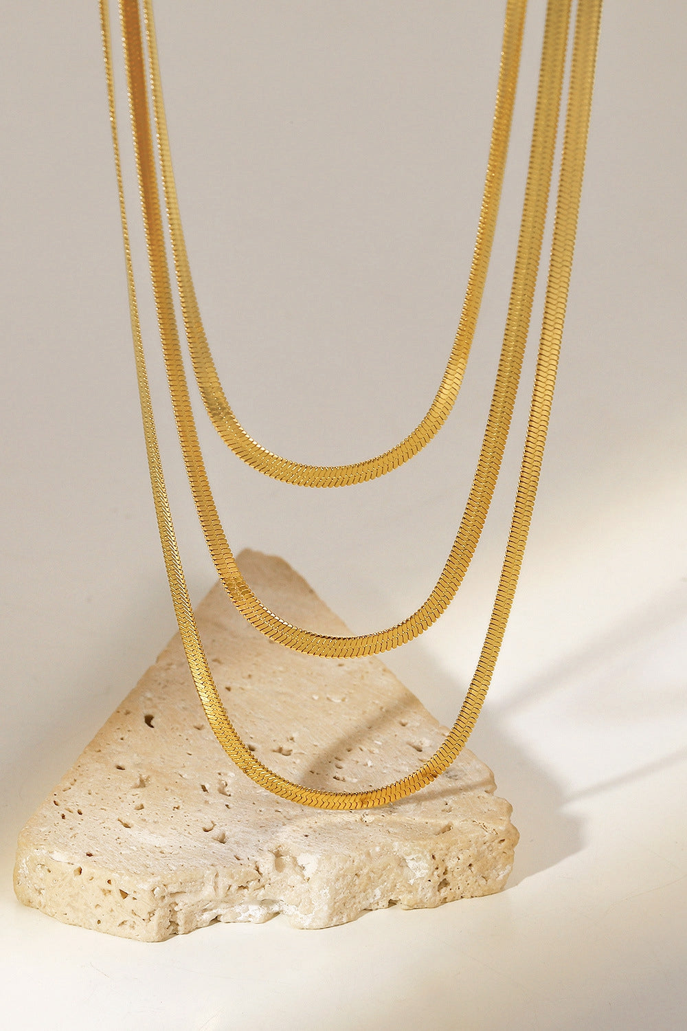 Aphrodite Triple-Layered Stainless Steel Gold Plated Snake Chain Necklace (Copy)